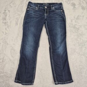 Silver Jeans Frances Capri 30 Dark Thick Stitch Denim‎ Jeans Women L4075SSR446